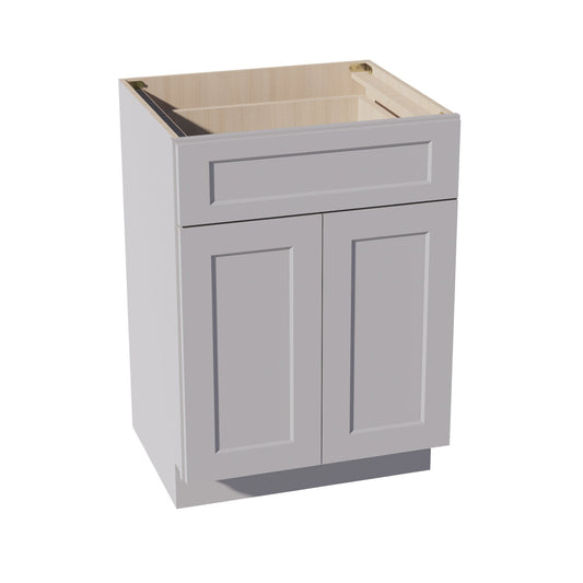 VB2421-SLG: Shaker Light Grey 24"W x 34-1/2"H x 21"D 2 Doors & 1 Drawer Double Door Vanity Base Cabinets