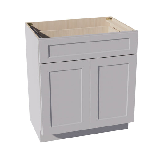 VB3021-SLG: Shaker Light Grey 30"W x 34-1/2"H x 21"D 2 Doors & 1 Drawer Double Door Vanity Base Cabinets