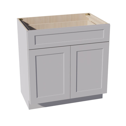 VB3321-SLG: Shaker Light Grey 33"W x 34-1/2"H x 21"D 2 Doors & 1 Drawer Double Door Vanity Base Cabinets