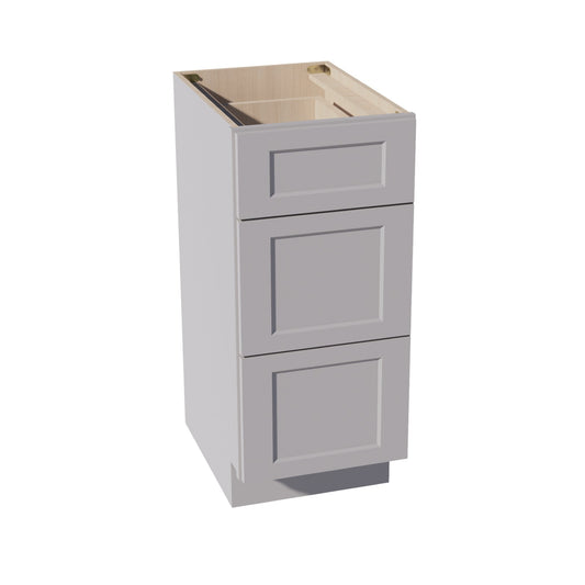VDB1521-SLG: Shaker Light Grey 15"W x 34-1/2"H x 21"D  3 Drawers Vanity Base Cabinets