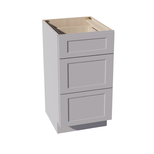 VDB1821-SLG: Shaker Light Grey 18"W x 34-1/2"H x 21"D  3 Drawers Vanity Base Cabinets