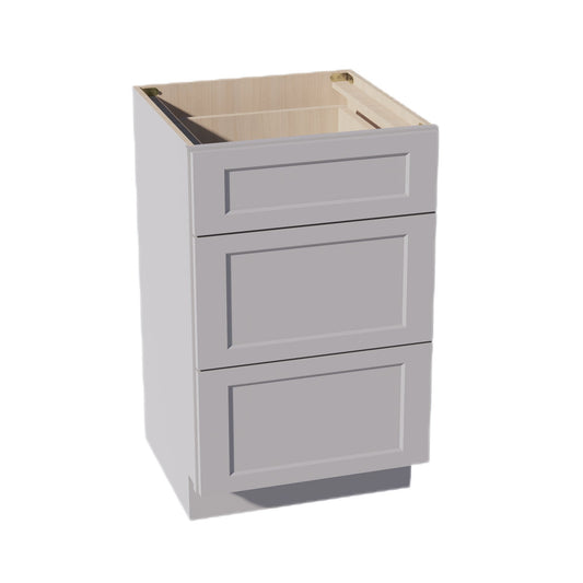 VDB2421-SLG: Shaker Light Grey 24"W x 34-1/2"H x 21"D  3 Drawers Vanity Base Cabinets