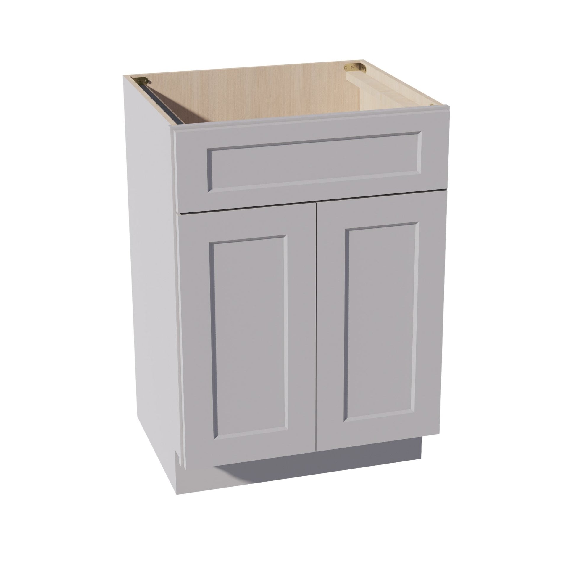 VSB2421-SLG: Shaker Light Grey 24"W x 34-1/2"H x 21"D 2 Doors & 1 False Drawer Vanity Sink Base Cabinets