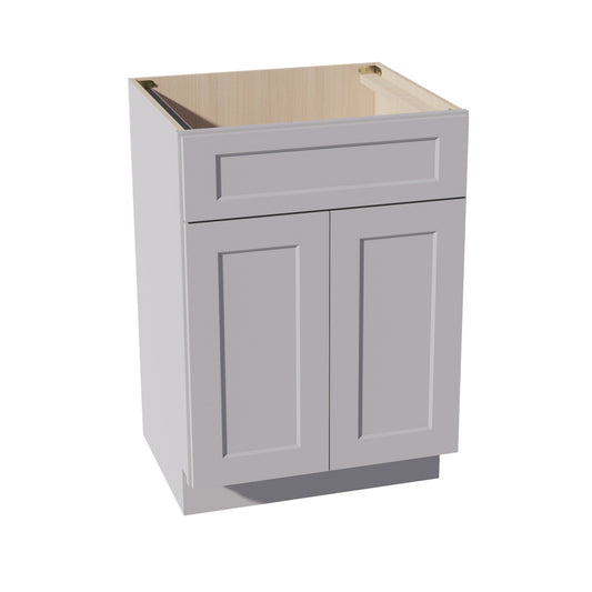 VSB2421-SLG: Shaker Light Grey 24"W x 34-1/2"H x 21"D 2 Doors & 1 False Drawer Vanity Sink Base Cabinets