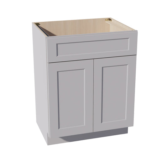 VSB2721-SLG: Shaker Light Grey 27"W x 34-1/2"H x 21"D 2 Doors & 1 False Drawer Vanity Sink Base Cabinets