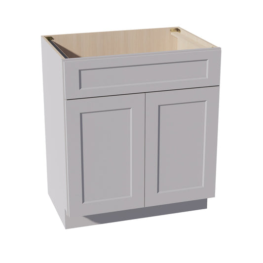VSB3021-SLG: Shaker Light Grey 30"W x 34-1/2"H x 21"D 2 Doors & 1 False Drawer Vanity Sink Base Cabinets