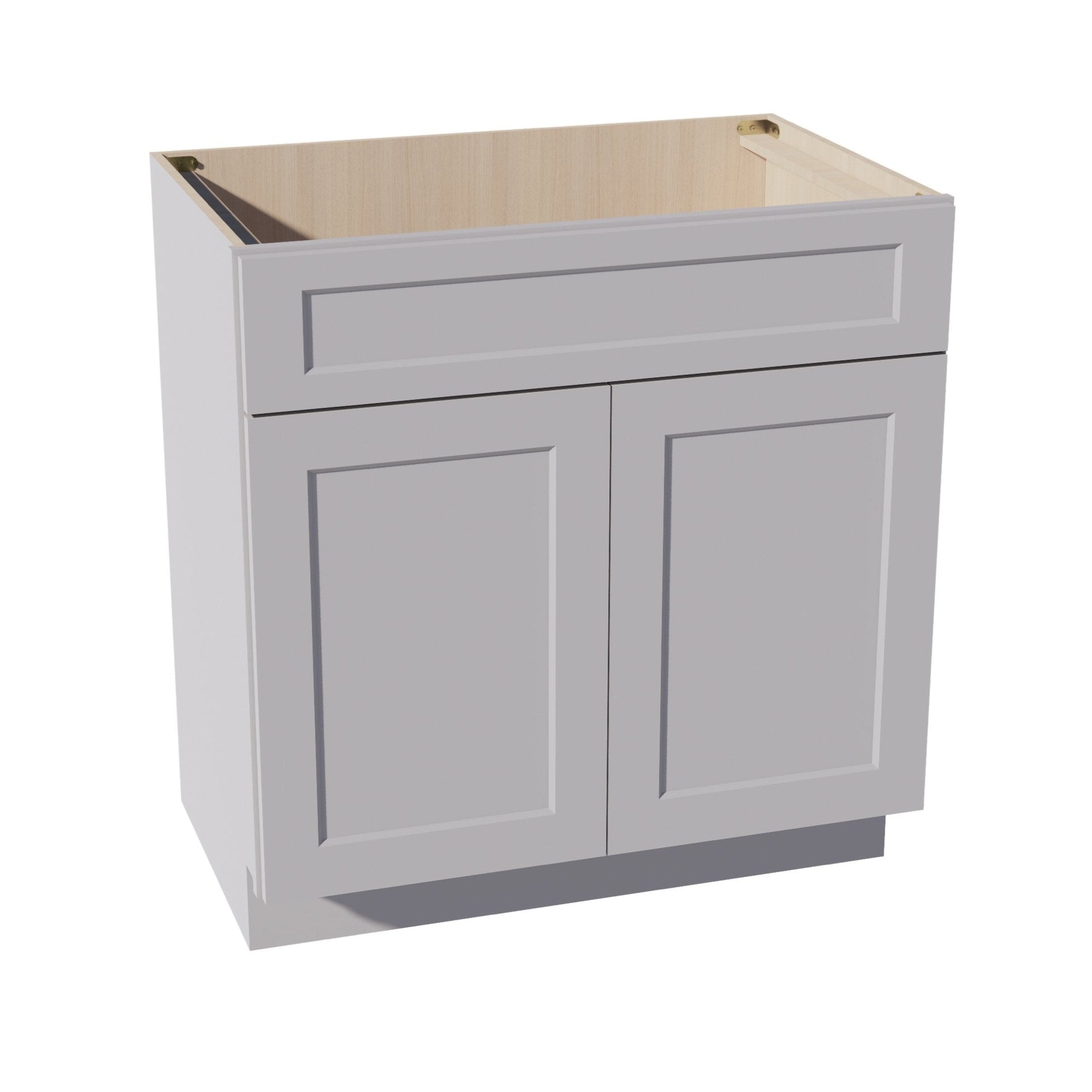 VSB3321-SLG: Shaker Light Grey 33"W x 34-1/2"H x 21"D 2 Doors & 1 False Drawer Vanity Sink Base Cabinets
