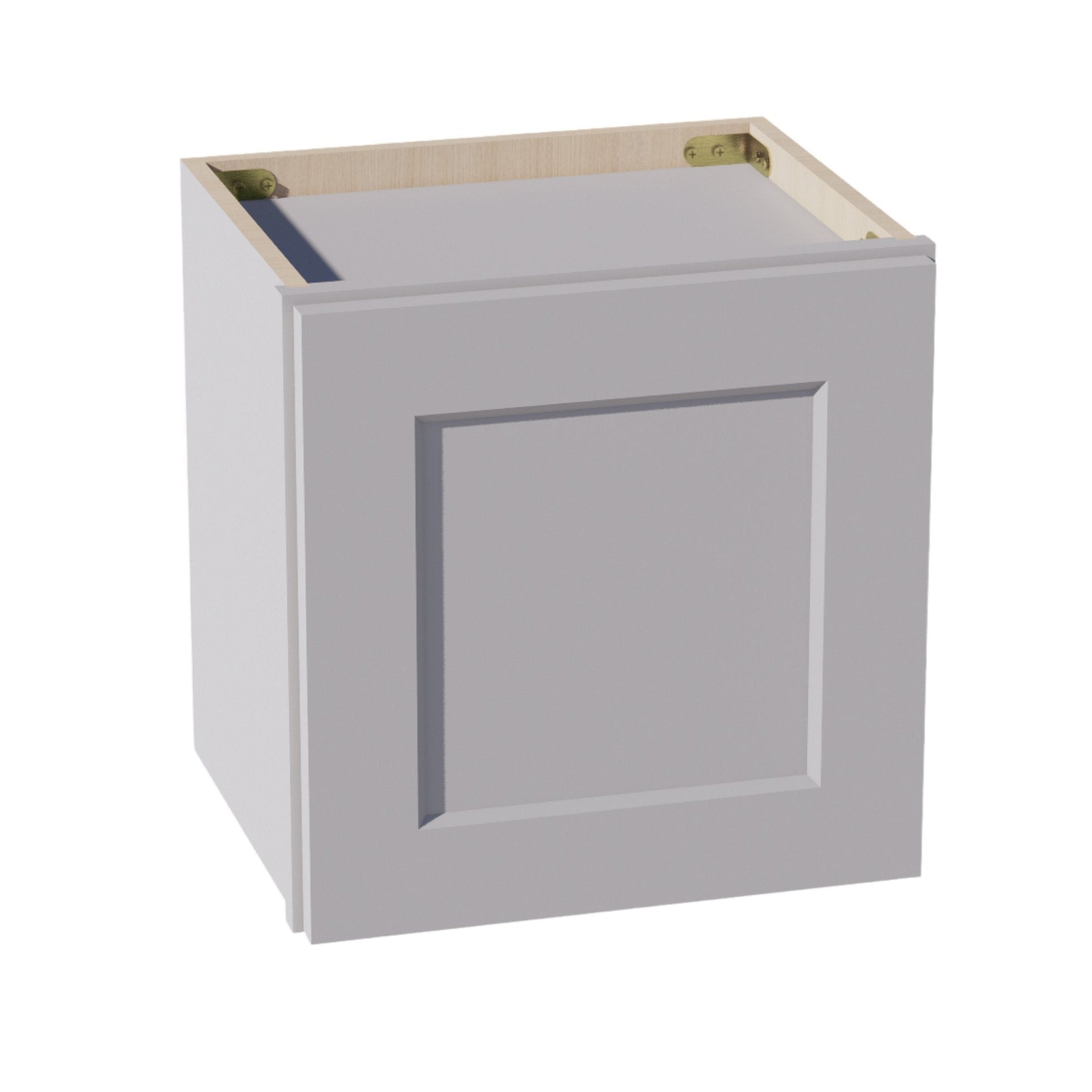 W1515-SLG  Wall Cabinet 1 Door & 2 Shelves - Shaker Style - Light Grey   15"W x 15"H x 12"D
