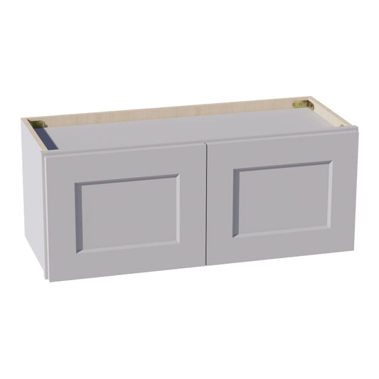 W3012-SLG  Wall Cabinet 2 Doors & 2 Shelves - Shaker Style - Light Grey   30"W x 12"H x 12"D