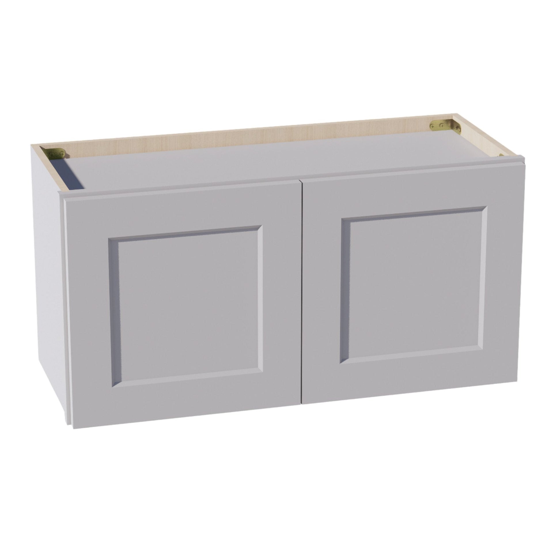 W3015-SLG  Wall Cabinet 2 Doors & 2 Shelves - Shaker Style - Light Grey   30"W x 15"H x 12"D