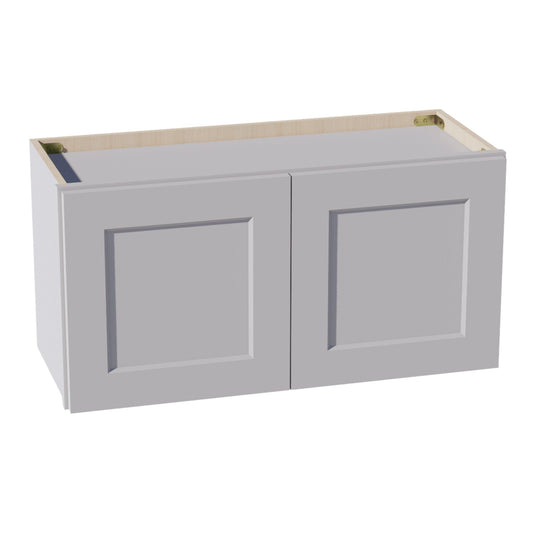 W3015-SLG  Wall Cabinet 2 Doors & 2 Shelves - Shaker Style - Light Grey   30"W x 15"H x 12"D