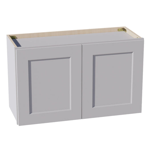 W3018-SLG  Wall Cabinet 2 Doors & 2 Shelves - Shaker Style - Light Grey   30"W x 18"H x 12"D