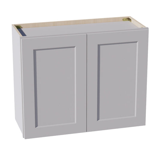 W3024-SLG  Wall Cabinet 2 Doors & 2 Shelves - Shaker Style - Light Grey   30"W x 24"H x 12"D