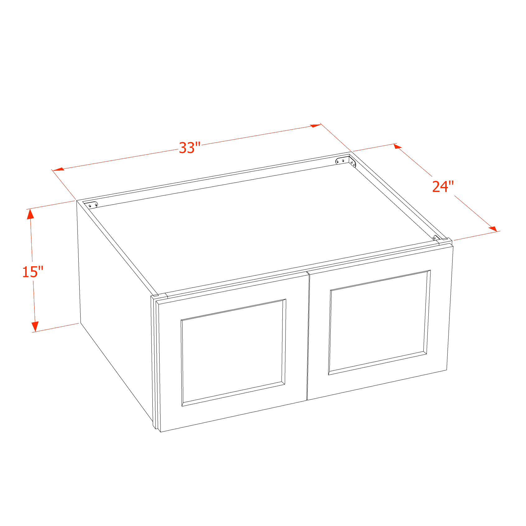 W331524-SLG  Wall Cabinet 2 Doors & 2 Shelves - Shaker Style - Light Grey   33"W x 15"H x 12"D