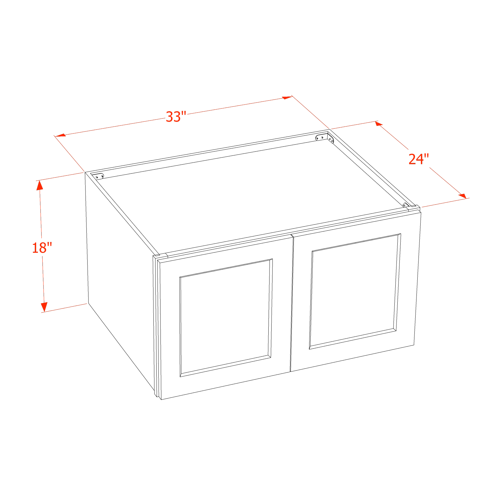 W331824-SLG  Wall Cabinet 2 Doors & 2 Shelves - Shaker Style - Light Grey   33"W x 18"H x 12"D