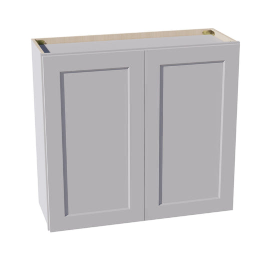 W3330-SLG  Wall Cabinet 2 Doors & 2 Shelves - Shaker Style - Light Grey   33"W x 30"H x 12"D