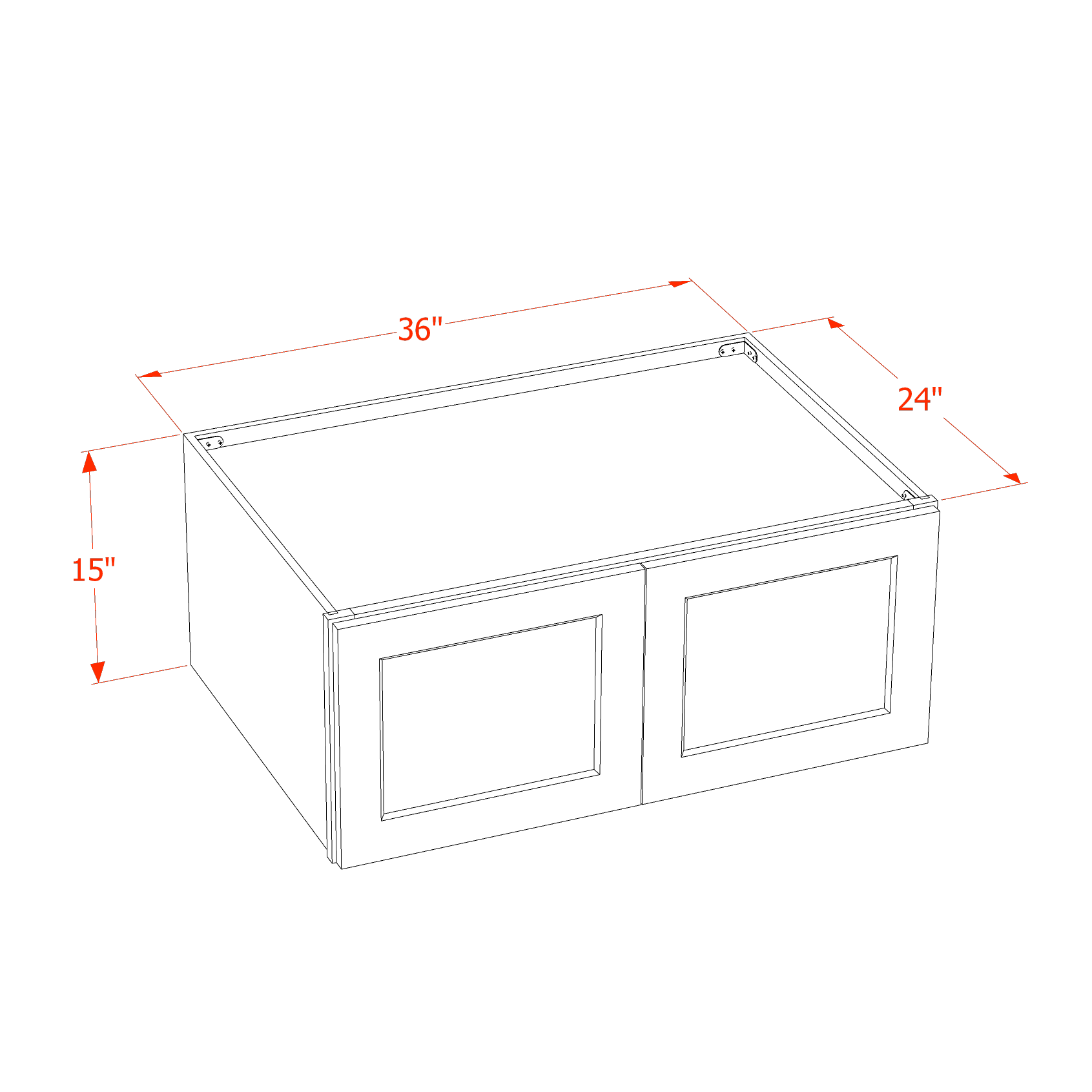 W361524-SLG  Wall Cabinet 2 Doors & 2 Shelves - Shaker Style - Light Grey   36"W x 15"H x 12"D