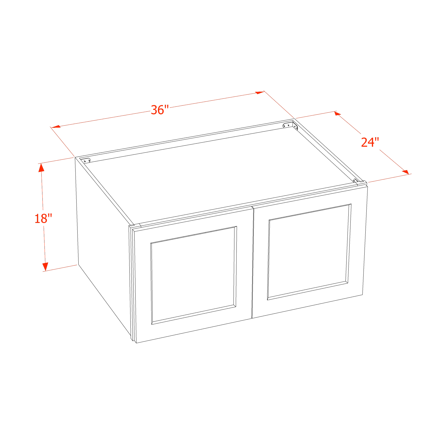 W361824-SLG: Shaker Light Grey 36"W x 18"H x 24"D 2 Doors Standard Bridge Wall Cabinet
