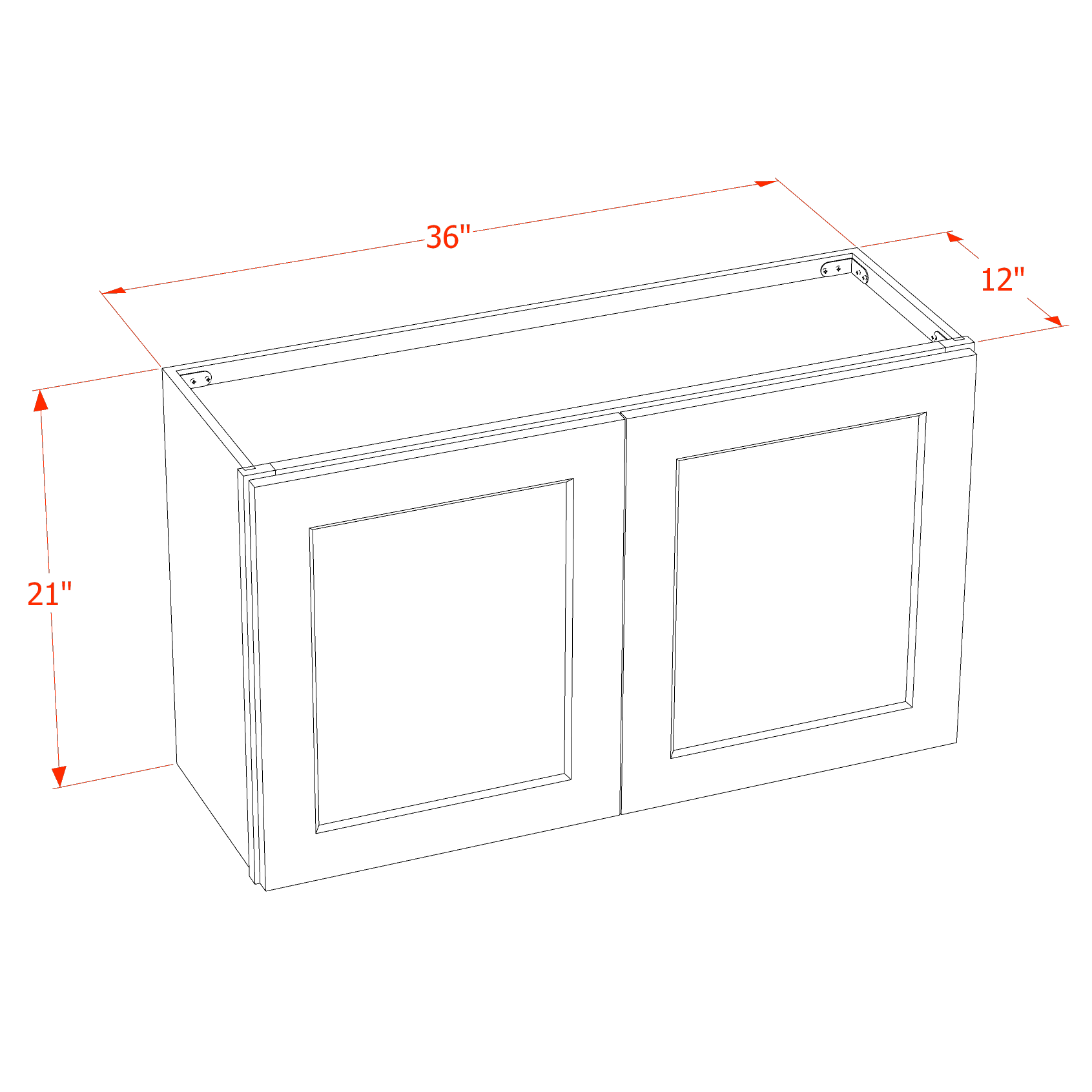 W3621-SLG: Shaker Light Grey 36"W x 21"H 2 Doors Standard Wall Bridge Cabinet