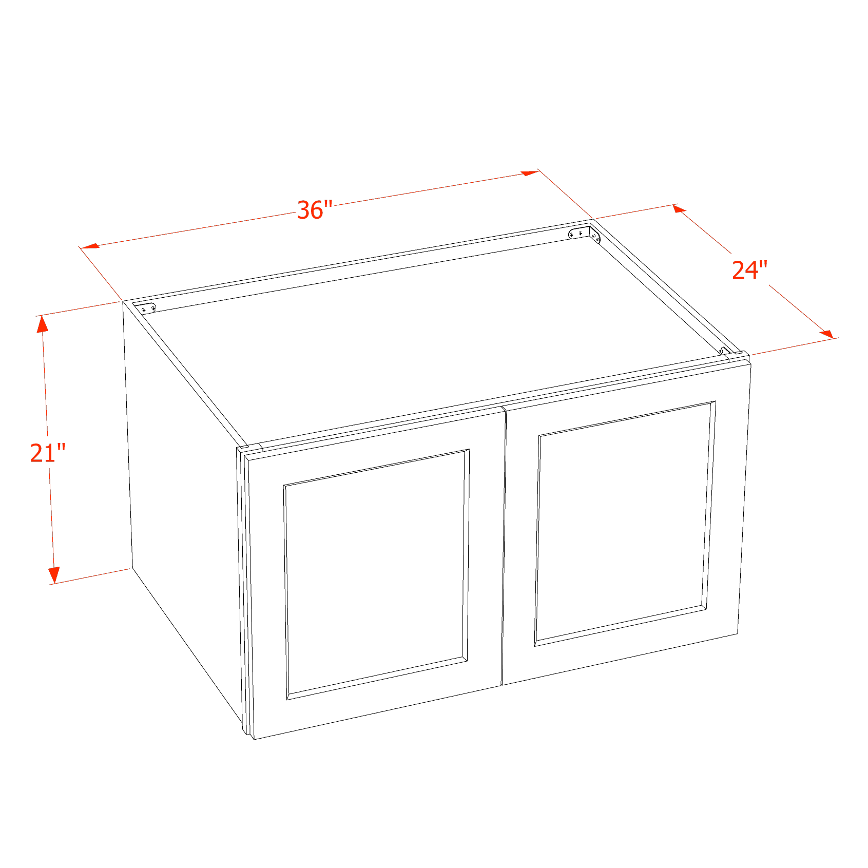 W362124-SLG: Shaker Light Grey 36"W x 21"H x 24"D 2 Doors & 1 Shelf Standard Bridge Wall Cabinet