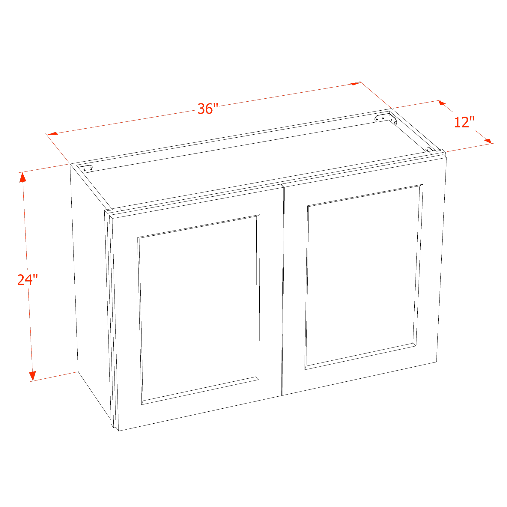 W3624-SLG: Shaker Light Grey 36"W x 24"H 2 Doors Standard Wall Bridge Cabinet