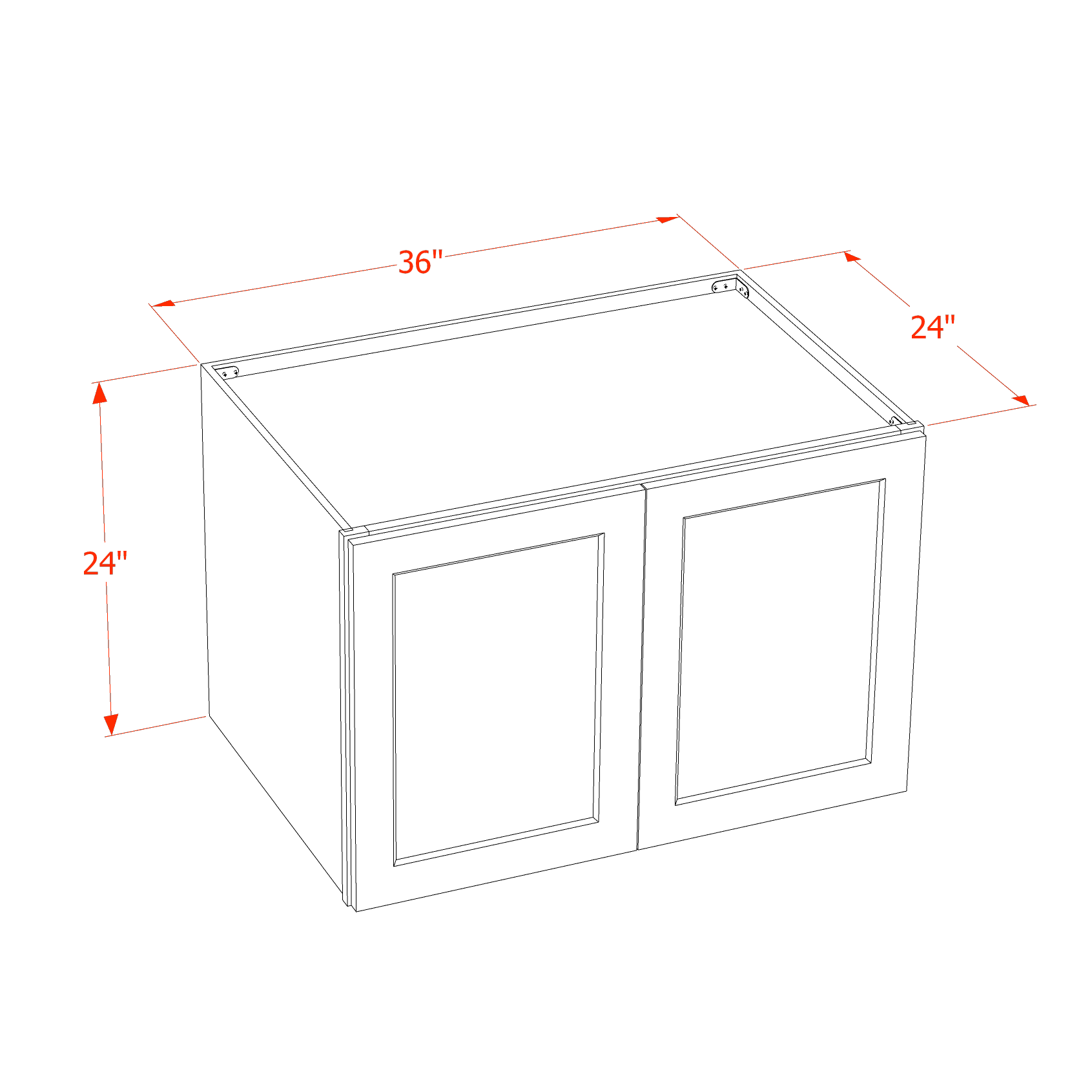 W362424-SLG: Shaker Light Grey 36"W x 24"H x 24"D 2 Doors & 1 Shelf Standard Bridge Wall Cabinet