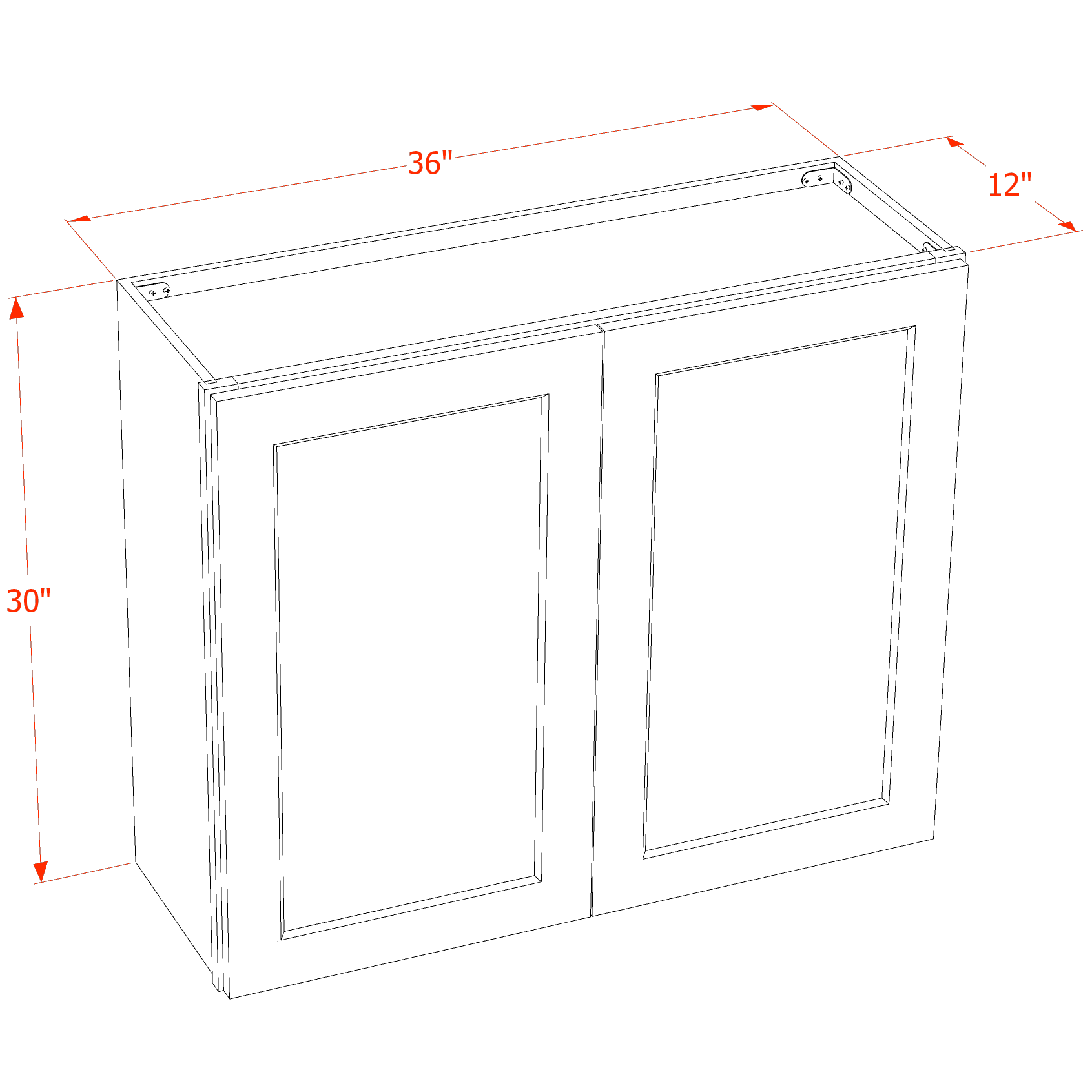 W3630-SLG: Shaker Light Grey 36"W x 30"H 2 Doors & 2 Shelves Standard Wall Cabinet