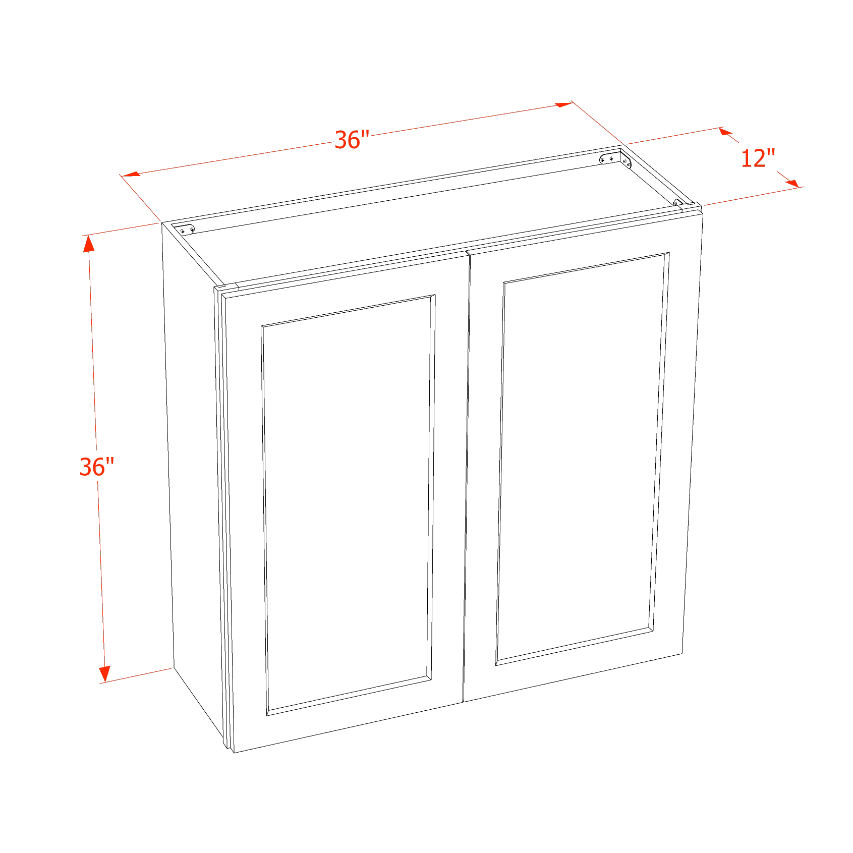 W3636-SLG: Shaker Light Grey 36"W x 36"H 2 Doors & 2 Shelves Standard Wall Cabinet