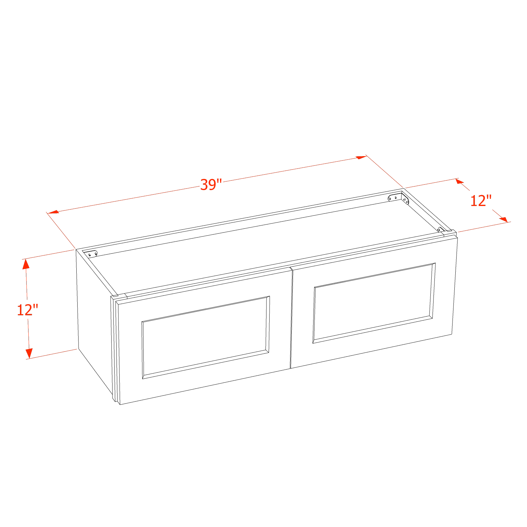 W3912-SLG: Shaker Light Grey 39"W x 12"H 2 Doors Standard Wall Bridge Cabinet