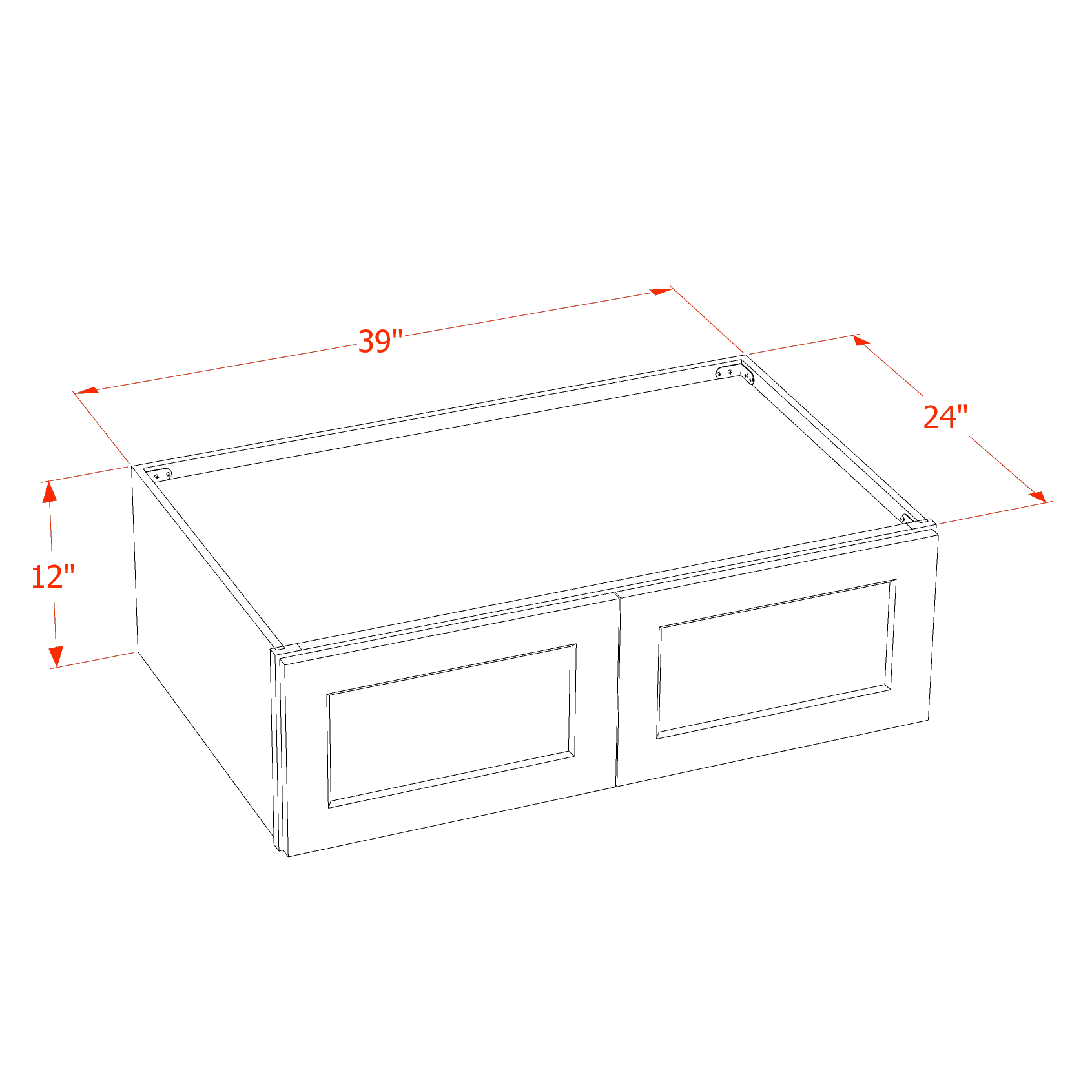 W391224-SLG: Shaker Light Grey 39"W x 12"H x 24"D 2 Doors Standard Bridge Wall Cabinet