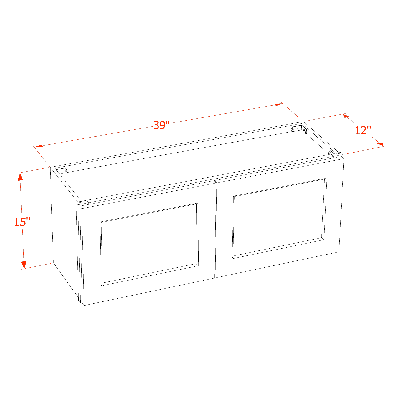 W3915-SLG: Shaker Light Grey 39"W x 15"H 2 Doors Standard Wall Bridge Cabinet