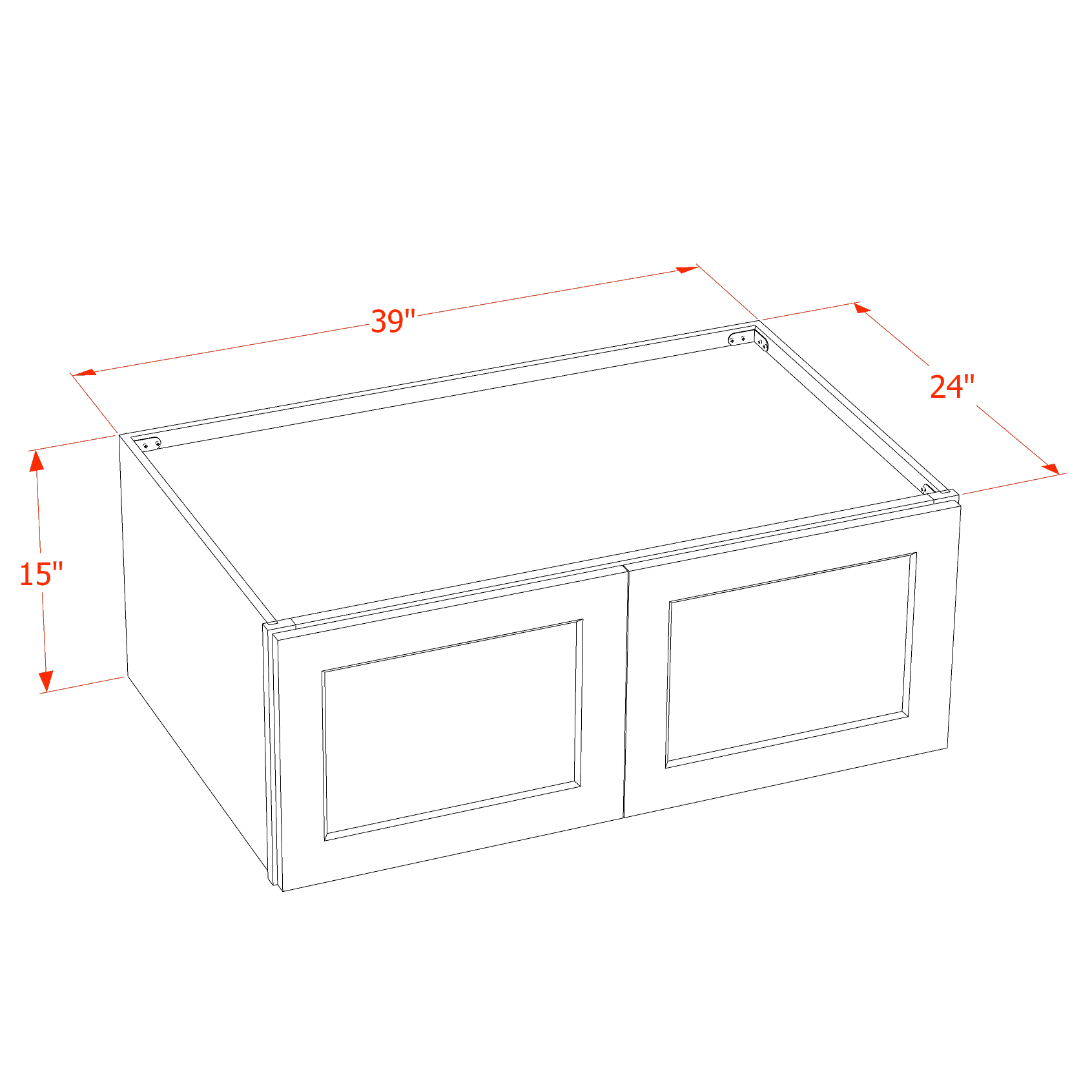 W391524-SLG: Shaker Light Grey 39"W x 15"H x 24"D 2 Doors Standard Bridge Wall Cabinet
