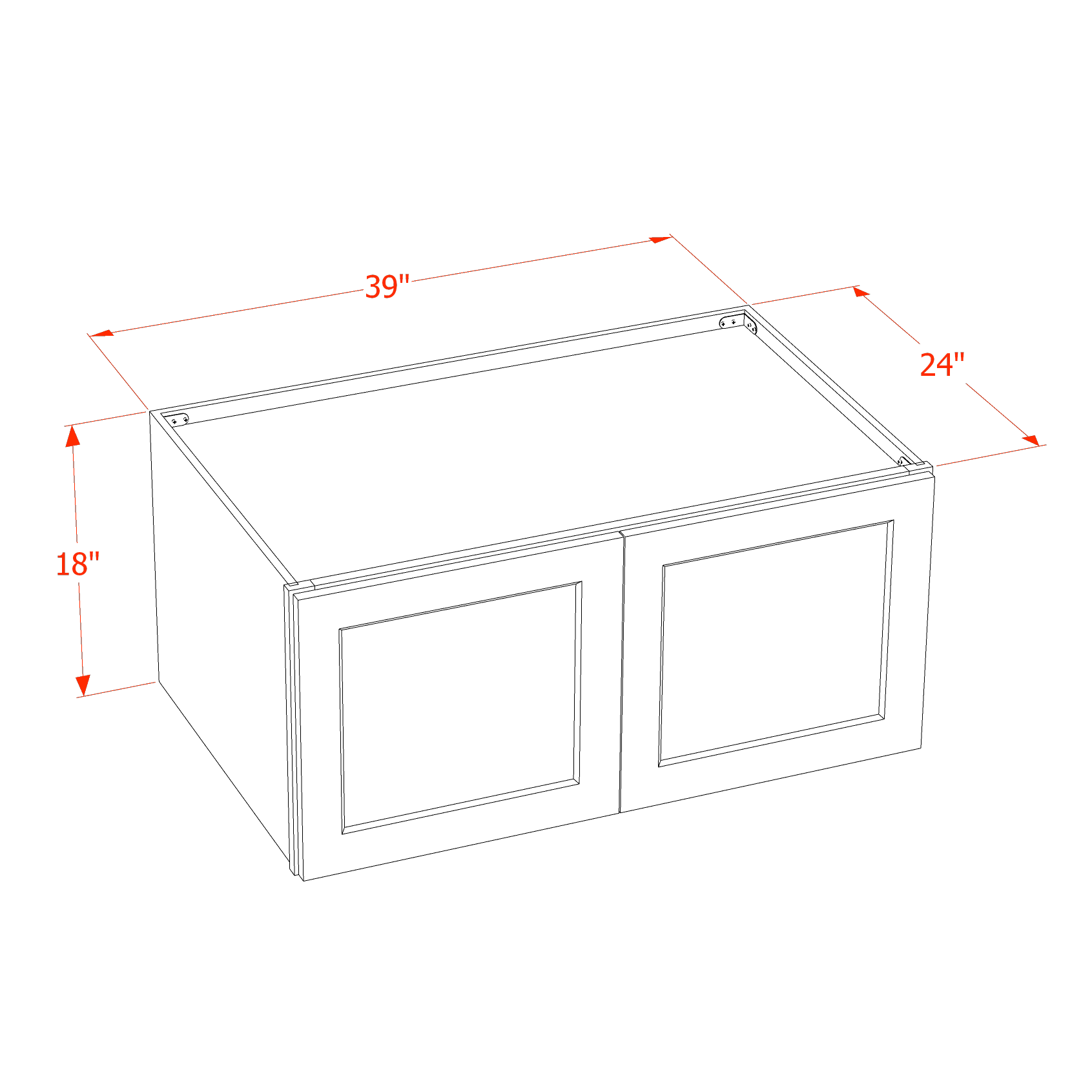 W391824-SLG: Shaker Light Grey 39"W x 18"H x 24"D 2 Doors Standard Bridge Wall Cabinet
