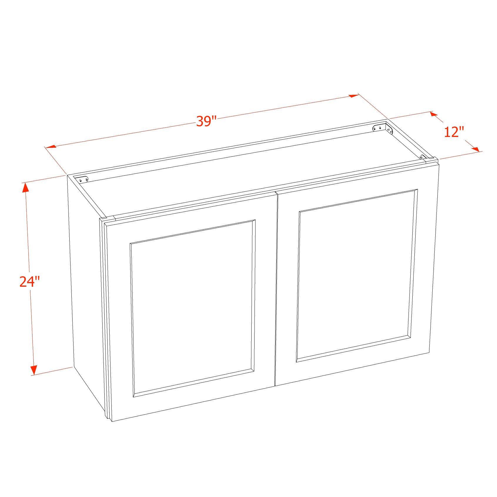 W3924-SLG: Shaker Light Grey 39"W x 24"H 2 Doors Standard Wall Bridge Cabinet