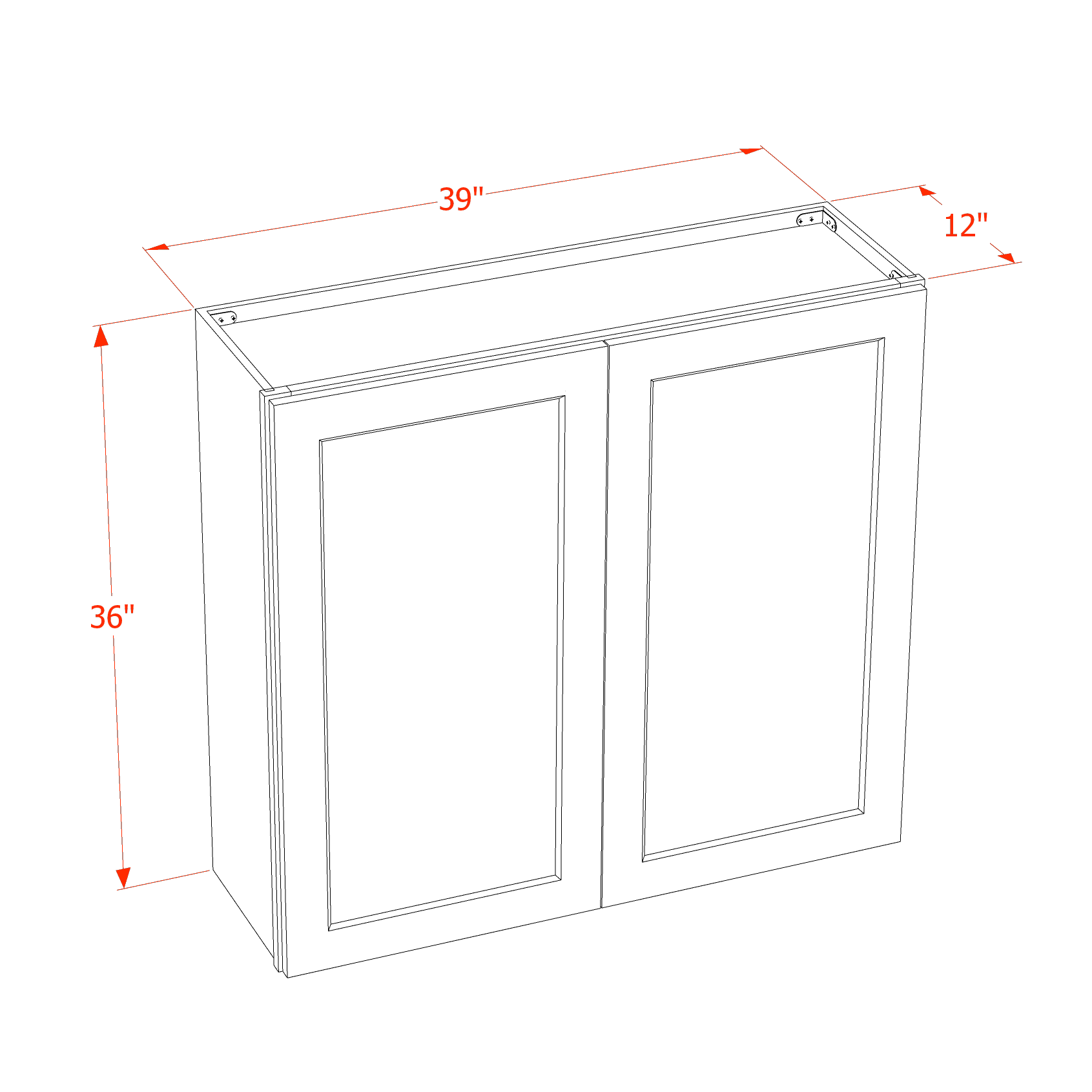 W3936-SLG: Shaker Light Grey 39"W x 36"H 2 Doors & 2 Shelves Standard Wall Cabinet