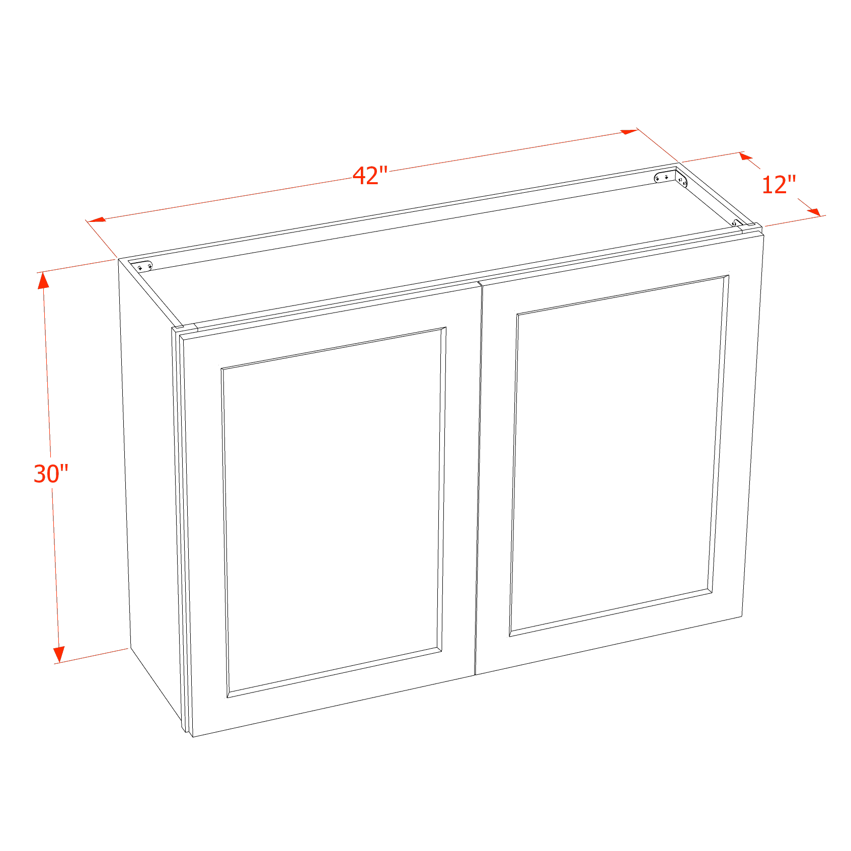 W4230-SLG: Shaker Light Grey 42"W x 30"H 2 Doors & 2 Shelves Standard Wall Cabinet