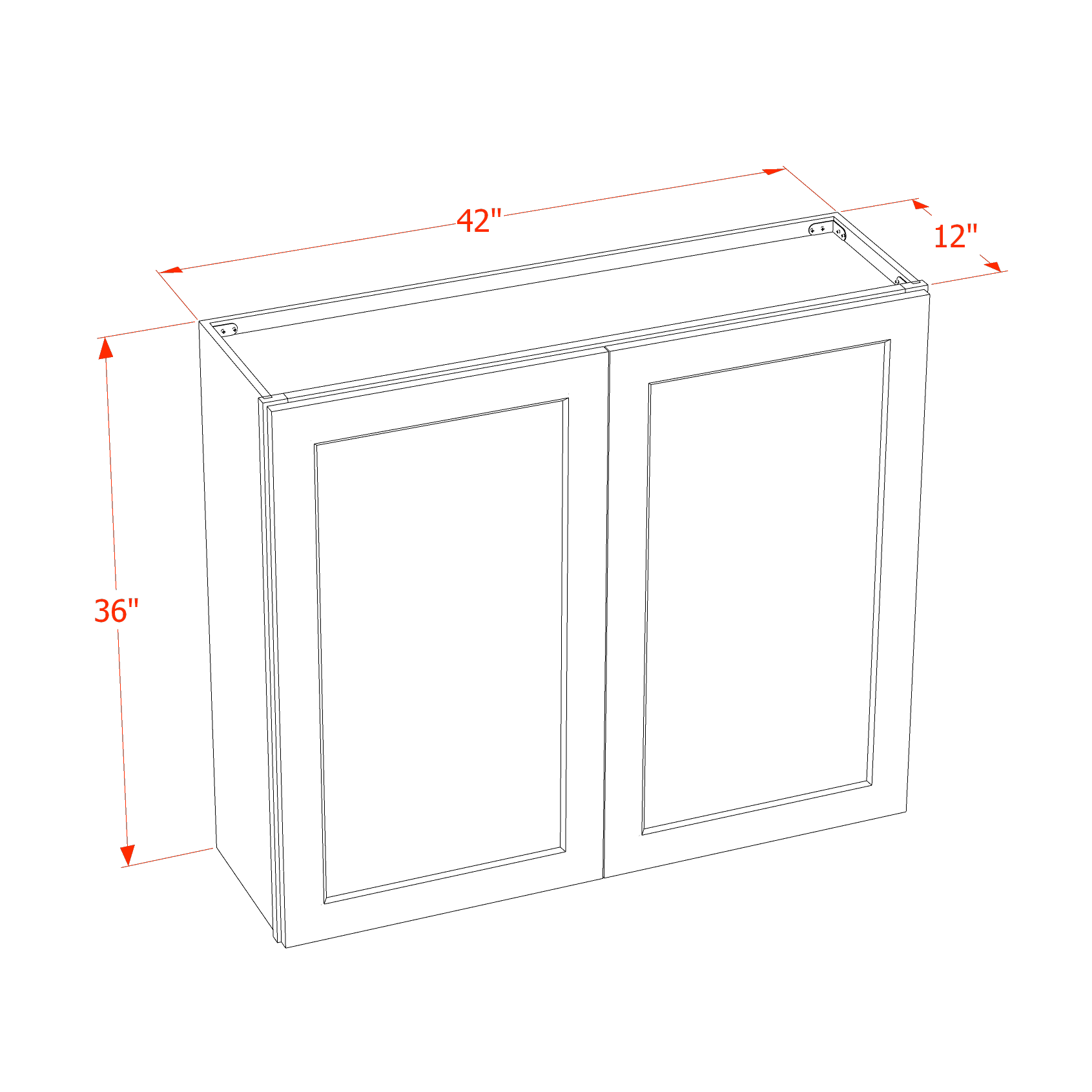 W4236-SLG: Shaker Light Grey 42"W x 36"H 2 Doors & 2 Shelves Standard Wall Cabinet