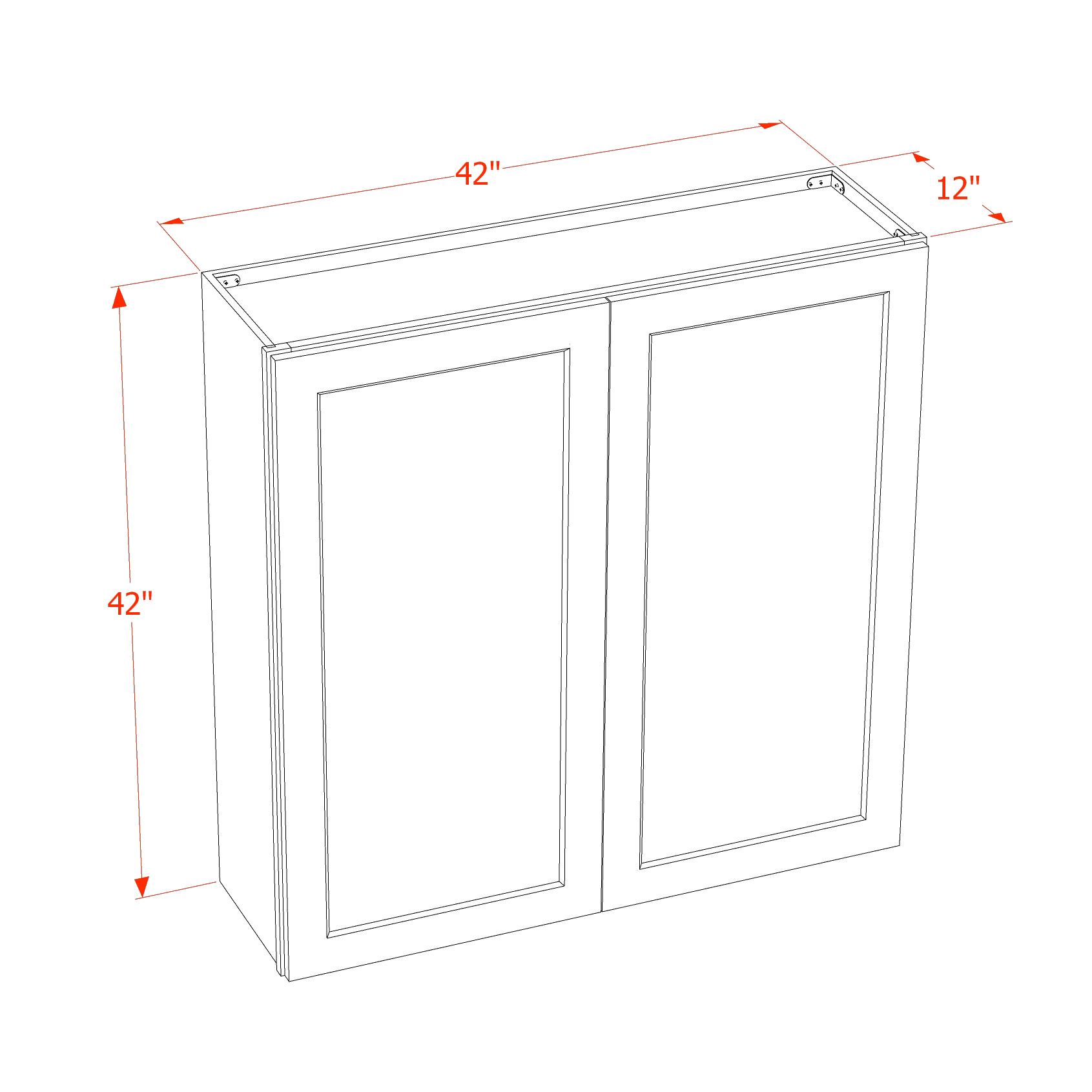 W4242-SLG: Shaker Light Grey 42"W x 42"H 2 Doors & 3 Shelves Standard Wall Cabinet