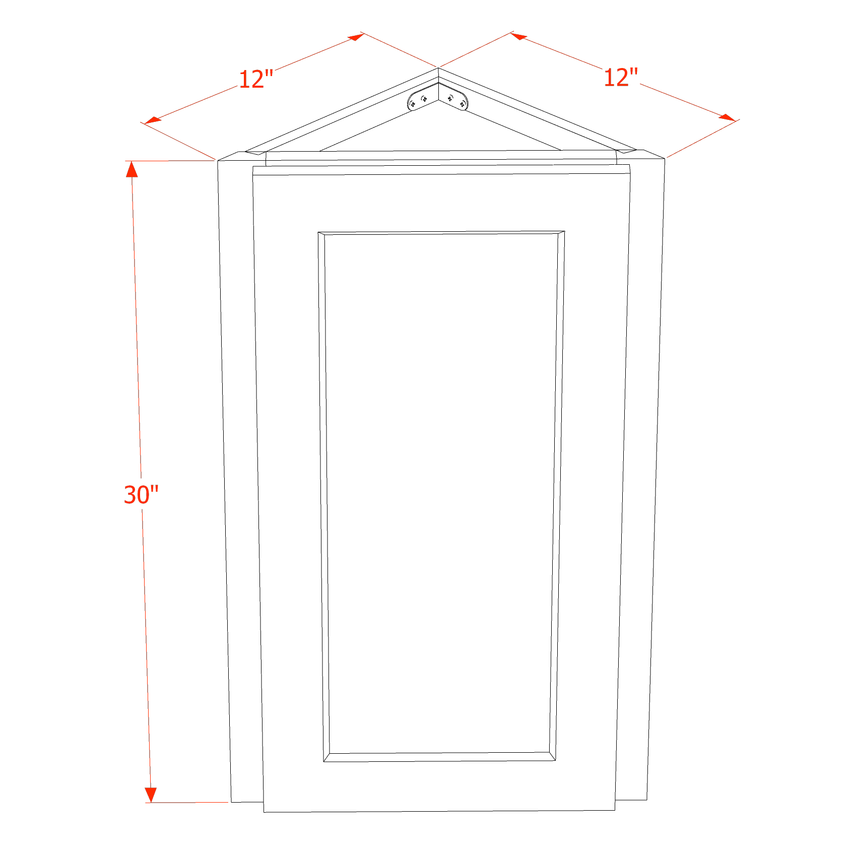 WAE1230-SLG: Shaker Light Grey 12"W x 30"H x 12"D 1 Door & 2 Shelves Wall Angle End Cabinet