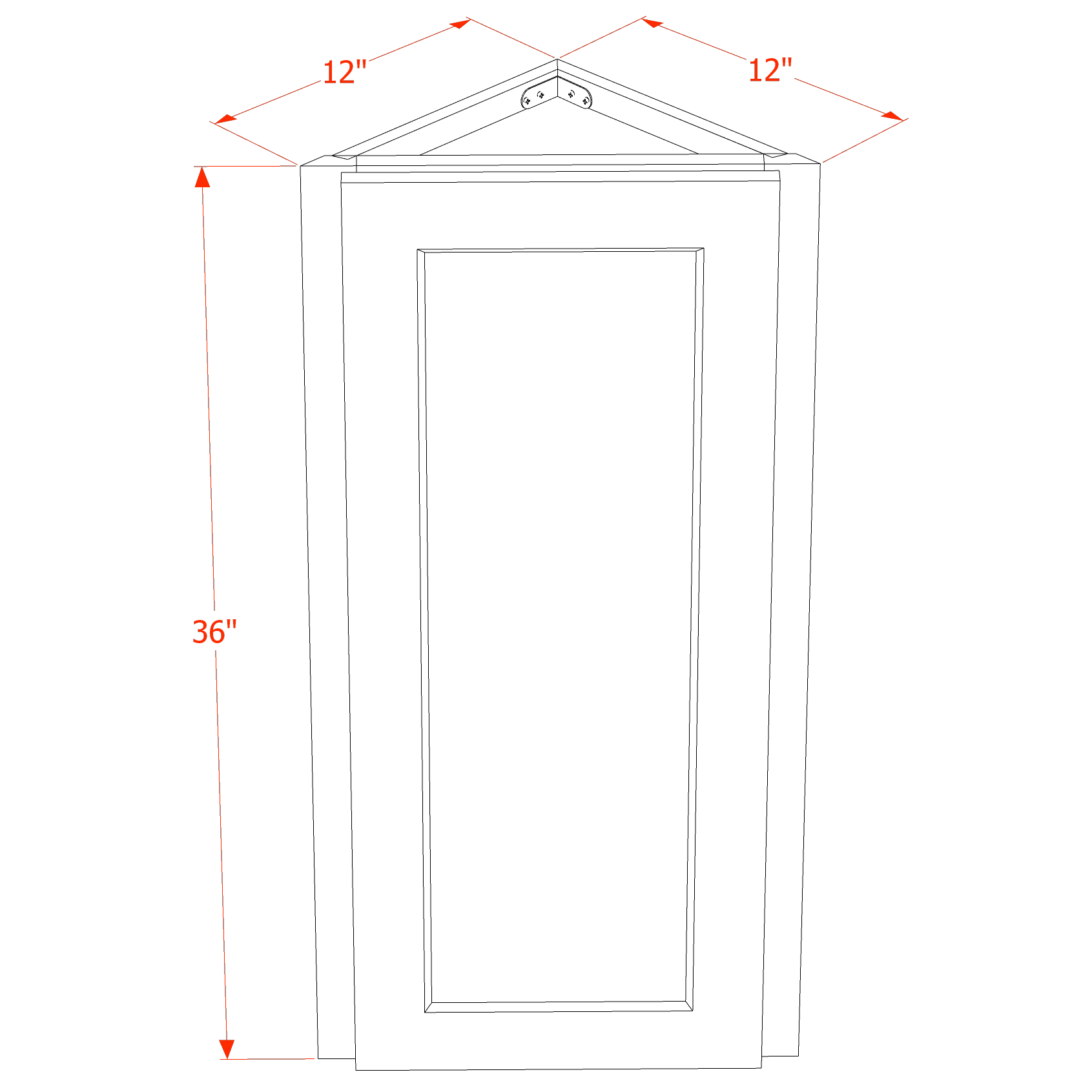 WAE1236-SLG: Shaker Light Grey 12"W x 36"H x 12"D 1 Door & 2 Shelves Wall Angle End Cabinet