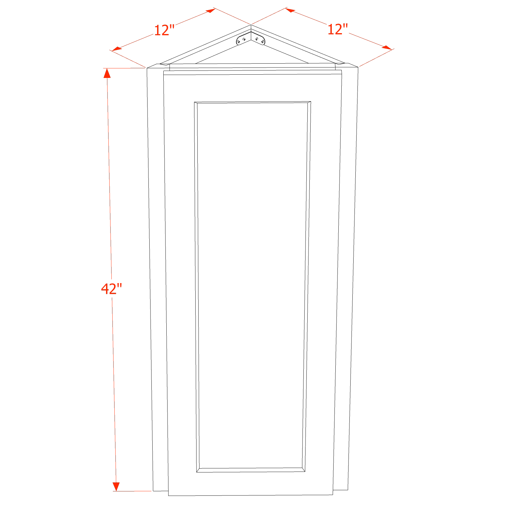 WAE1242-SLG: Shaker Light Grey 12"W x 42"H x 12"D 1 Door & 3 Shelves Wall Angle End Cabinet
