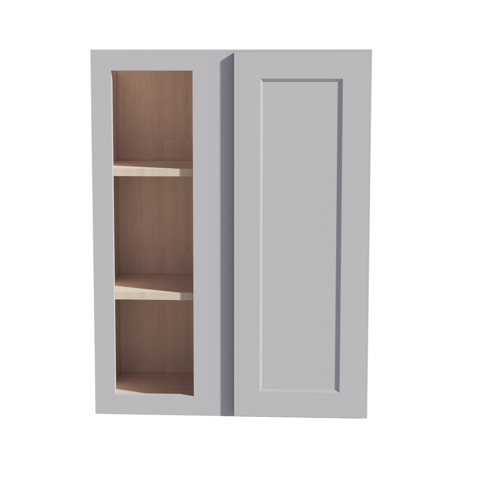 WBC2736-SLG: Shaker Light Grey 27"W x 36"H 1 Door & 2 Shelves Wall Blind Corner Cabinets