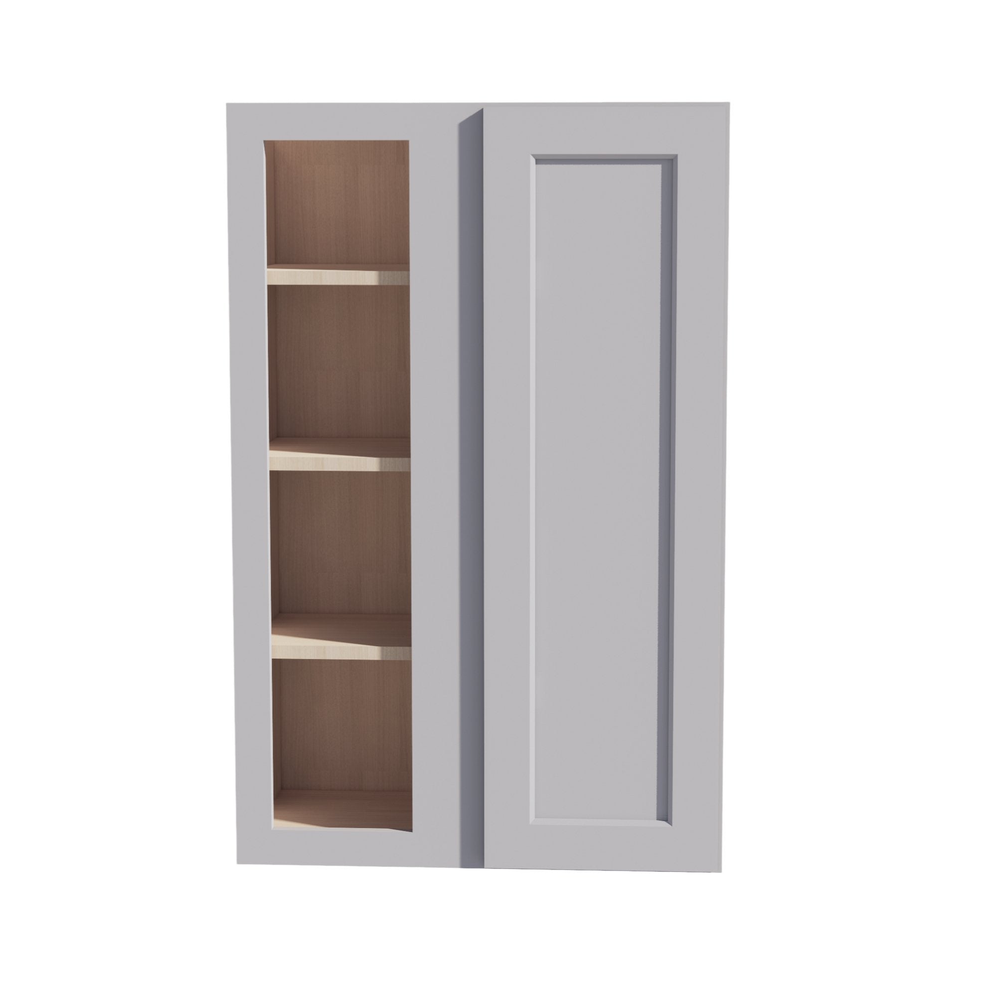 WBC2742-SLG: Shaker Light Grey 27"W x 42"H 1 Door & 2 Shelves Wall Blind Corner Cabinets