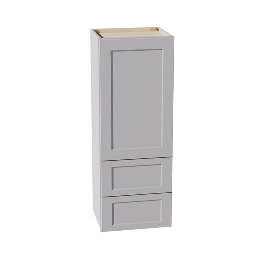 WD1848-SLG: Shaker Light Grey 18"W x 48"H 1 Door & 2 Drawers Special Wall Cabinet