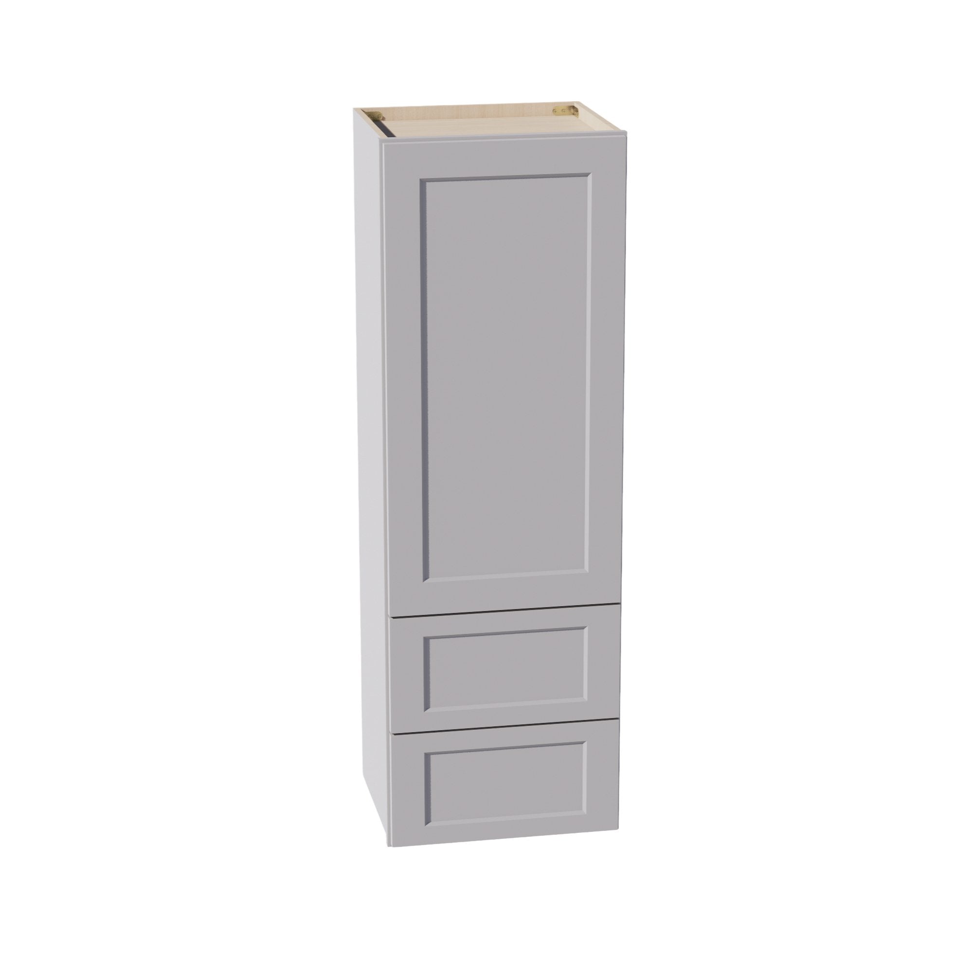 WD1854-SLG: Shaker Light Grey 18"W x 54"H 1 Door & 2 Drawers Special Wall Cabinet