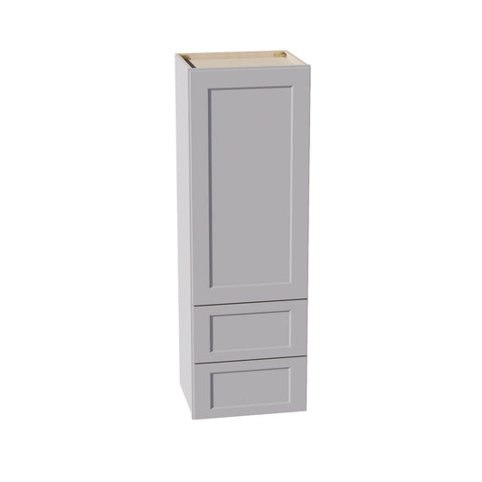 WD1854-SLG: Shaker Light Grey 18"W x 54"H 1 Door & 2 Drawers Special Wall Cabinet
