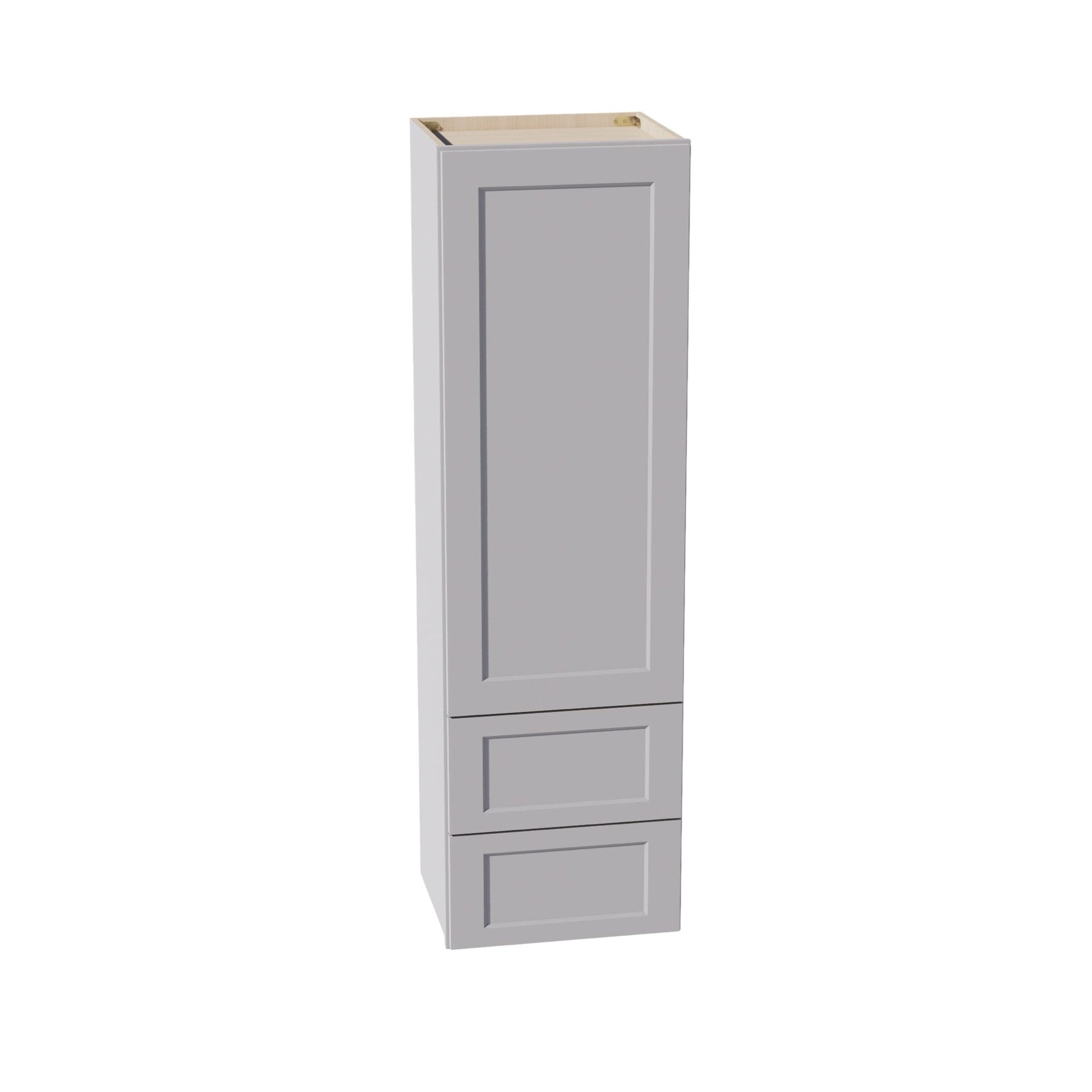 WD1860-SLG: Shaker Light Grey 18"W x 60"H 1 Door & 2 Drawers Special Wall Cabinet