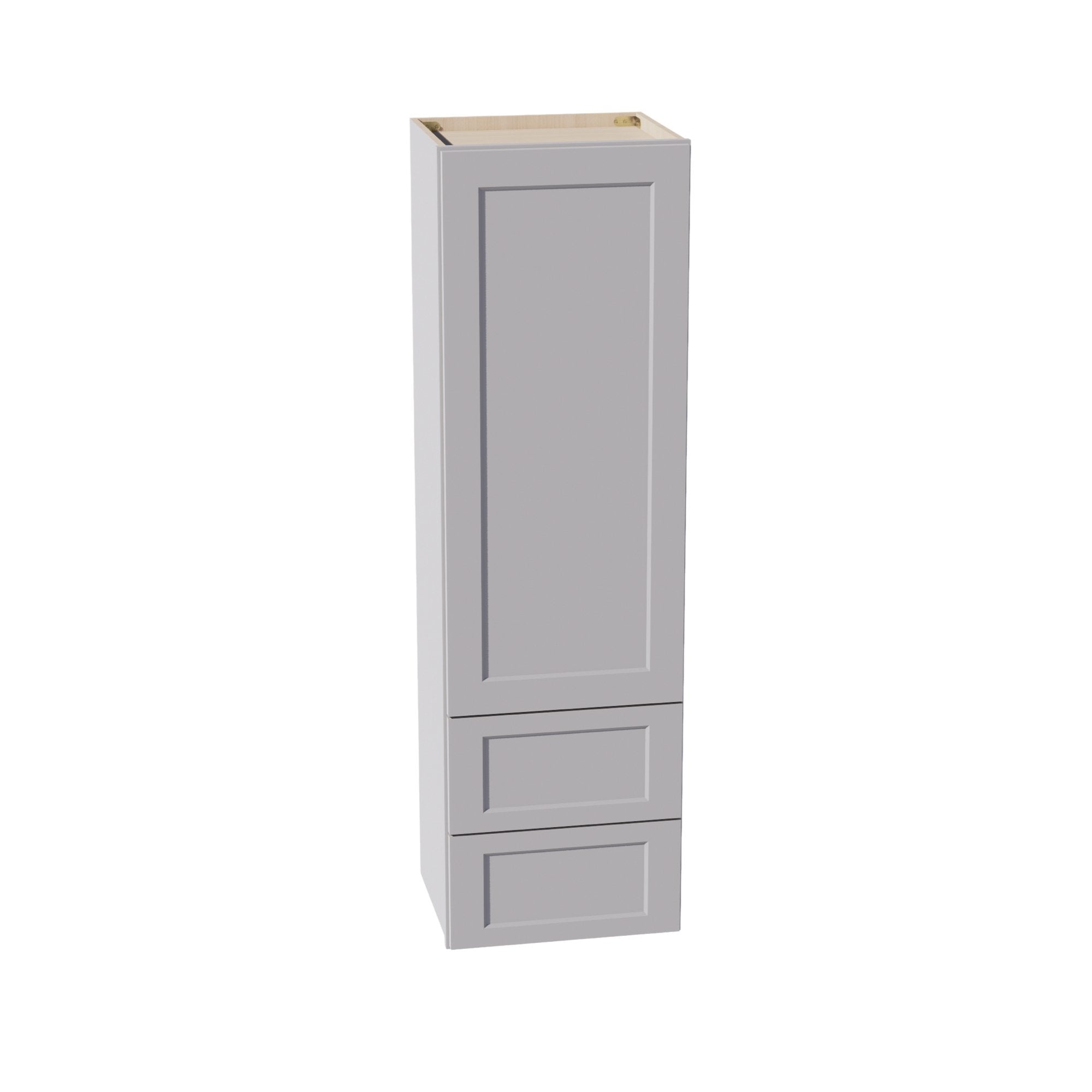 WD1860-SLG: Shaker Light Grey 18"W x 60"H 1 Door & 2 Drawers Special Wall Cabinet