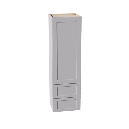 WD1860-SLG: Shaker Light Grey 18"W x 60"H 1 Door & 2 Drawers Special Wall Cabinet