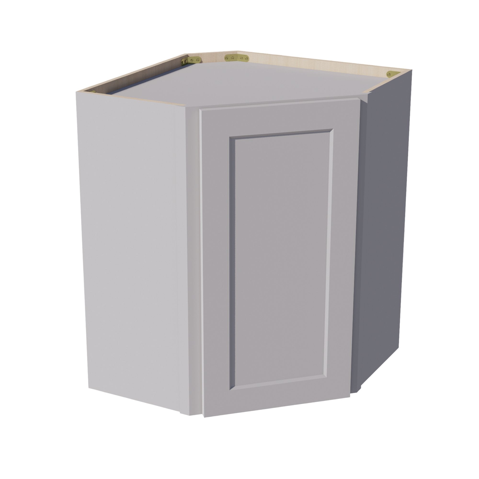 WDC2430-SLG: Shaker Light Grey 24"W x 30"H 1 Door & 2 Shelves Diagonal Wall Corner Cabinet